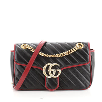 Gucci GG Marmont Flap Bag Diagonal Quilted Leather Small