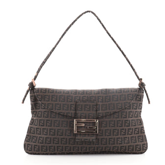 Fendi Vintage Flap Shoulder Bag Zucchino Canvas Large