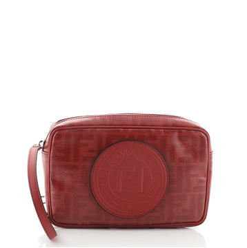 Fendi Logo Stamp Camera Pouch Zucca Coated Canvas