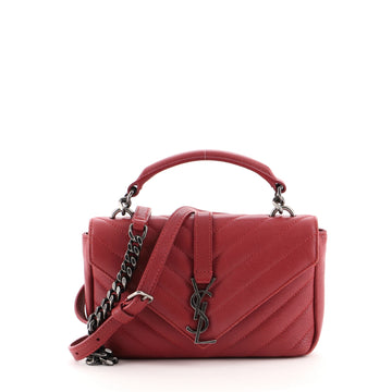 Saint Laurent Classic Monogram College Chain Wallet Matelasse Chevron Leather
