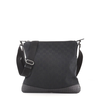 Gucci Zip Messenger Bag GG Canvas with Perforated Leather Medium