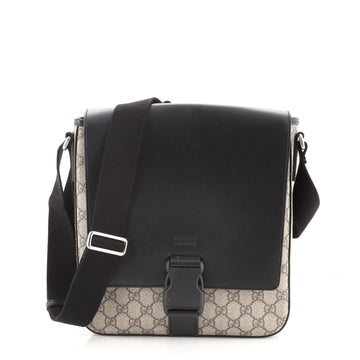 Gucci Buckle Flap Messenger Bag GG Coated Canvas with Leather Medium