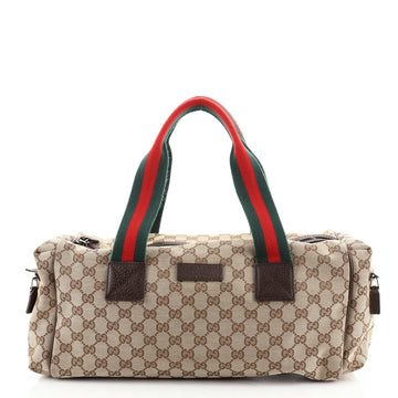 Gucci Web Strap Carry On Duffle Bag GG Canvas Small