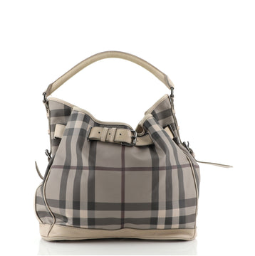 Burberry Walden Hobo Smoked Check Coated Canvas Medium