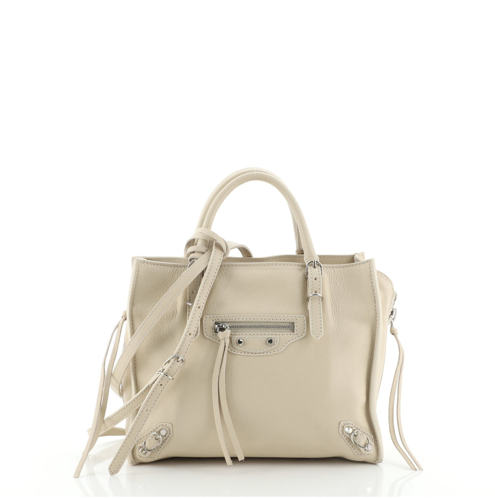Balenciaga Papier A4 Zip Around Classic Studs Bag Leather Mini Neutral