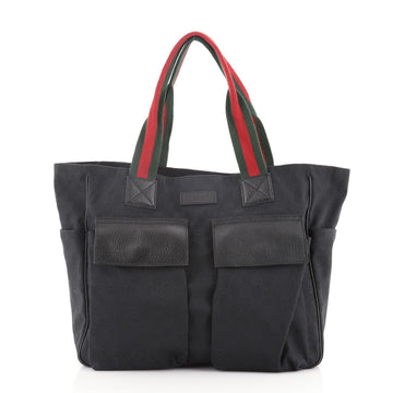 Gucci Double Pocket Web Handle Tote GG Canvas Medium