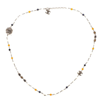 Chanel CC Long Necklace Faux Pearls and Beads