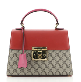 Gucci Padlock Top Handle Bag GG Coated Canvas and Leather Small