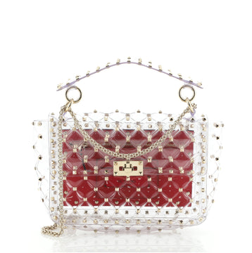 Valentino Rockstud Spike Flap Bag Quilted PVC Medium