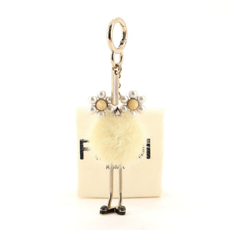 Fendi Pearl Chick Bag Charm Fur with Metal