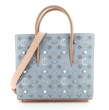 Christian Louboutin Paloma Tote Embellished Denim Medium