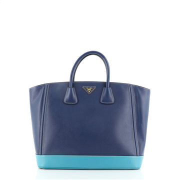 Prada Bicolor Open Tote Saffiano Leather Medium