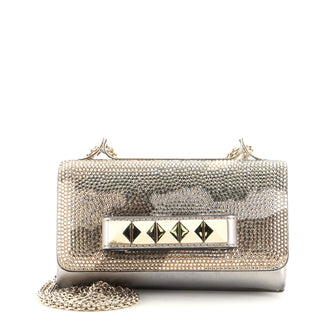 Valentino Va Va Voom Clutch Crystal Camo Embellished Suede and Leather Small