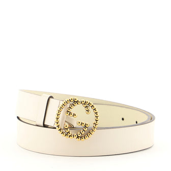 Gucci Interlocking G Belt Leather with Studded Buckle Medium