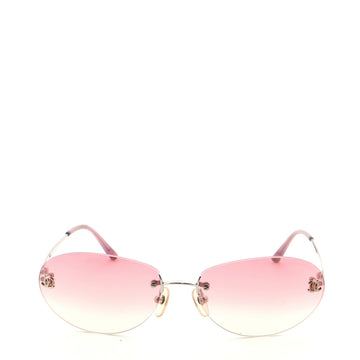 Chanel Rimless CC Oval Sunglasses Metal