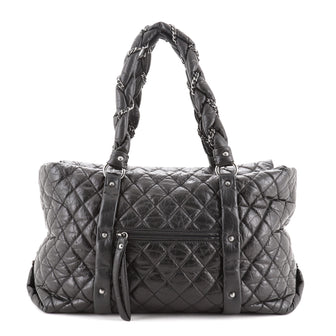 Chanel Lady Braid Shopping Tote Quilted Distressed Lambskin XL