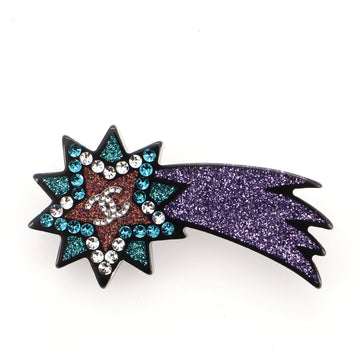 Chanel Shooting Star Glitter Resin and Metal Brooch