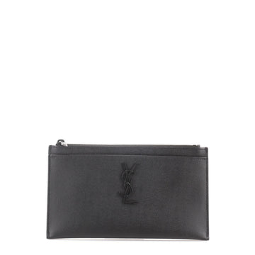 Saint Laurent Classic Monogram Zip Bill Pouch Grainy Leather