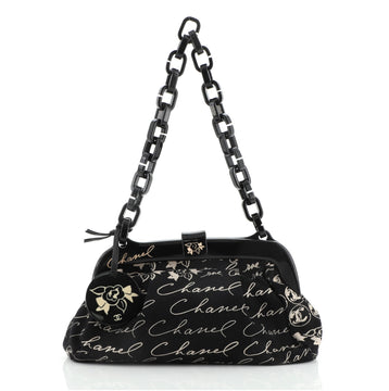 Chanel Resin Frame Bag Printed Canvas Medium