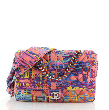 Chanel Chain Flap Bag Quilted Printed Foulard Small