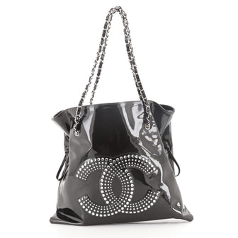 CHANEL Patent Crystal Strass Bonbons Tote Black 148979