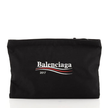 Balenciaga Everyday Campaign Zip Document Holder Embroidered Nylon Large