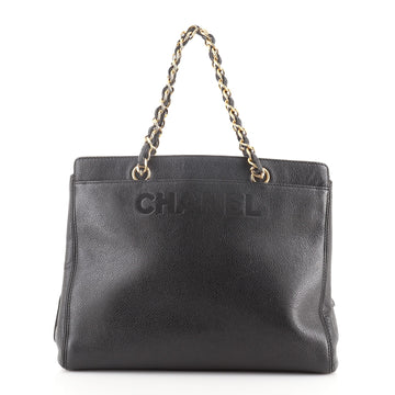 Chanel Vintage Logo Chain Tote Caviar Medium