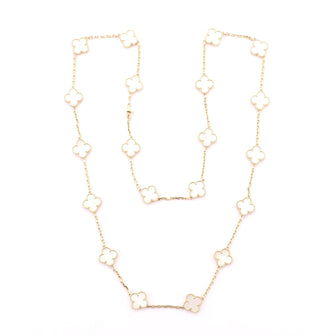 Van Cleef & Arpels Vintage Alhambra 20 Motif Necklace 18K Yellow Gold and Mother of Pearl