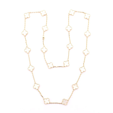 Van Cleef & Arpels Vintage Alhambra 20 Motif Necklace 18K Yellow Gold and Mother of Pearl