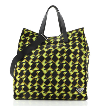 Prada Convertible Open Tote Printed Tessuto Medium