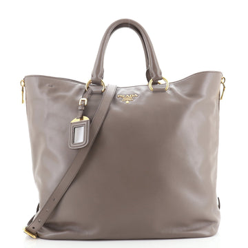 Prada Side Zip Convertible Shopper Tote Soft Calf Large