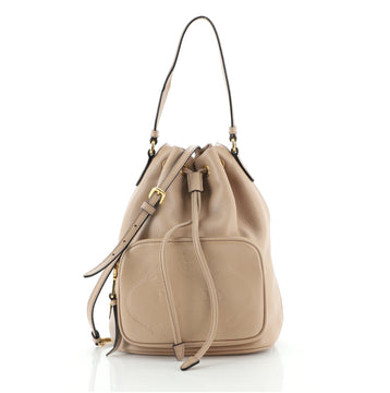Prada Logo Drawstring Bucket Bag Glace Calf Small
