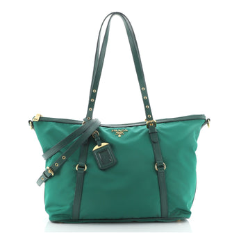 Prada Convertible Logo Tote Tessuto and Leather Large