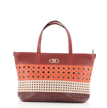 Salvatore Ferragamo Zipped Tote Perforated Leather Medium