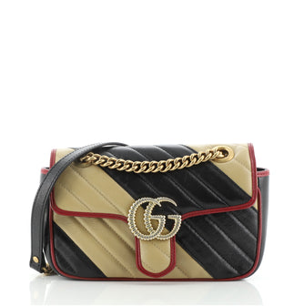 Gucci GG Marmont Flap Bag Diagonal Quilted Leather Small