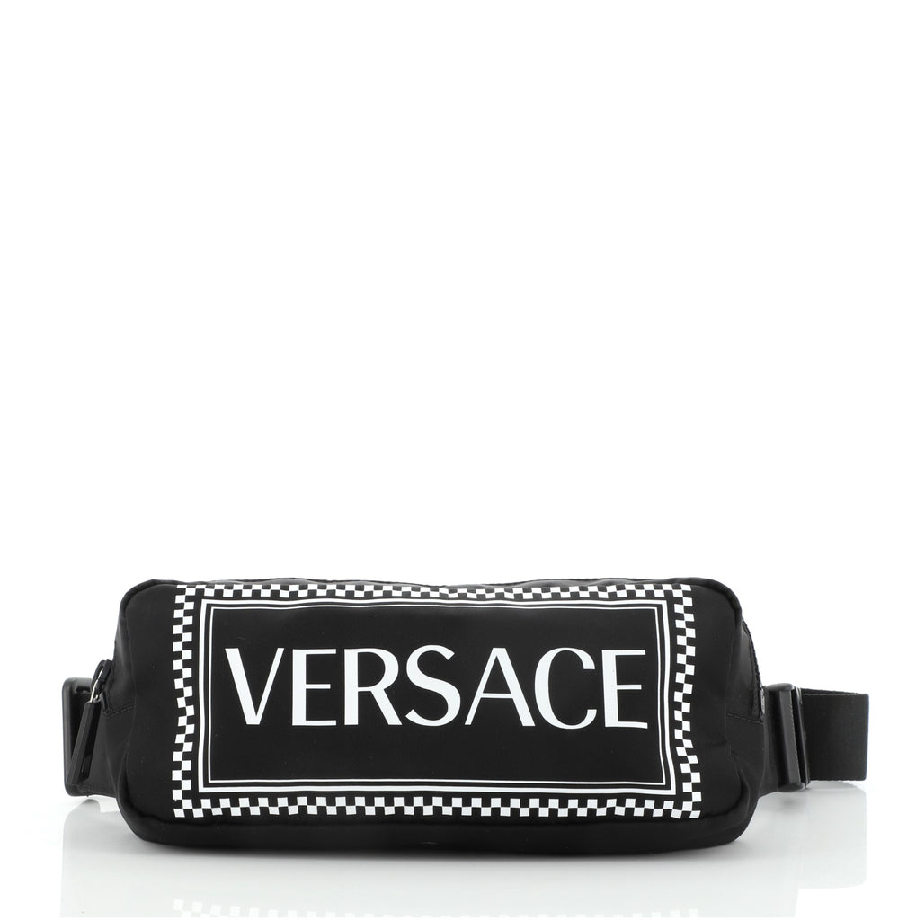 VERSACE 90's Printed Logo Belt, Black