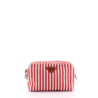 Prada Cosmetic Pouch Striped Canvas Small