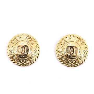 Chanel Vintage Medallion Clip On Earrings Metal