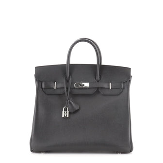 Hermes Birkin Handbag Black Epsom with Palladium Hardware 32