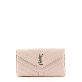 Saint Laurent Loulou Flap Wallet Matelasse Chevron Leather Large