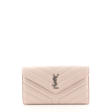 Saint Laurent Loulou Flap Wallet Matelasse Chevron Leather Large