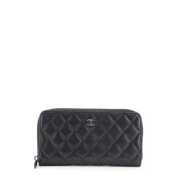 Chanel Zip Around Wallet Quilted Caviar Long