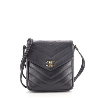 Chanel Vintage Envelope Flap Messenger Bag Chevron Lambskin Mini