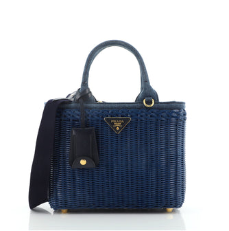 Prada Basket Bag Wicker with Canapa Small