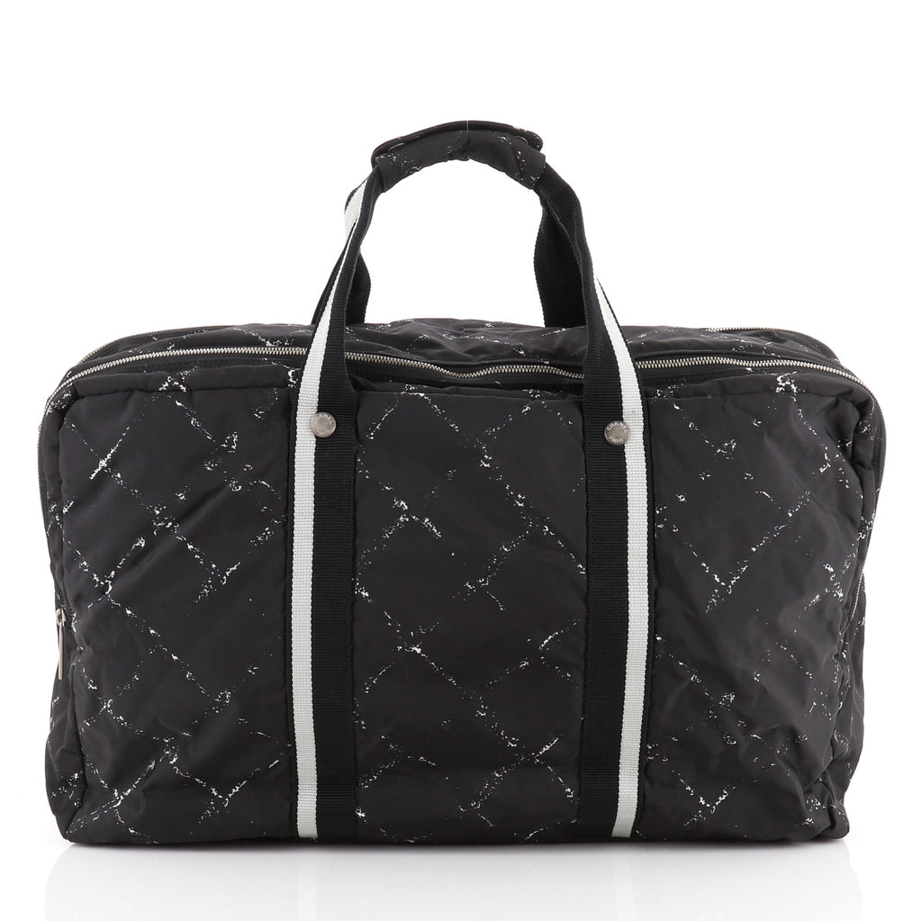 Chanel Travel Line Duffle Bag Printed Nylon Large Black 66639196