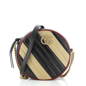 Gucci GG Marmont Round Shoulder Bag Diagonal Quilted Leather Mini