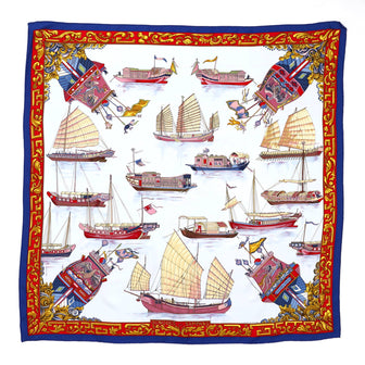 Hermes Junques et Sampans Scarf Printed Silk 90