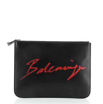 Balenciaga Everyday Script Logo Pouch Leather Medium