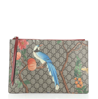 Gucci Zipped Pouch Tian Print GG Coated Canvas Large