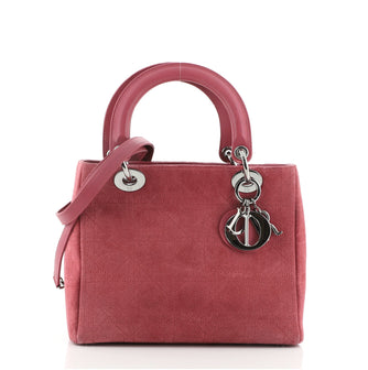 Christian Dior Vintage Lady Dior Bag Stitched Cannage Suede Medium